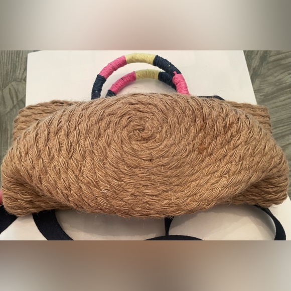 GAP Jute tote bag/crossbody with colorful O-ring top handles and canvas strap. - Picture 4 of 14